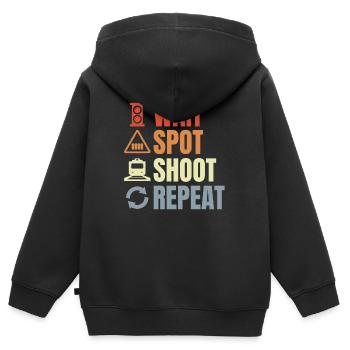 Routine des cheminots - Sweat Premium à capuche zippé enfant bio - noir - Dos - AI Model Kid Male (0cm)