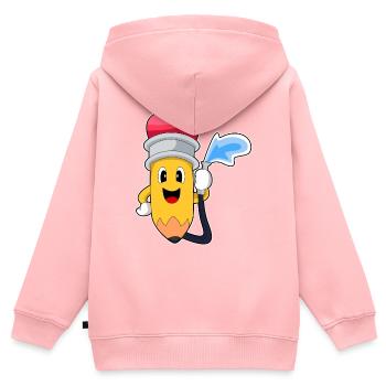 Pompiers Crayons Brigade - Sweat Premium à capuche zippé enfant bio - rose - Dos - AI Model Kid Female (0cm)