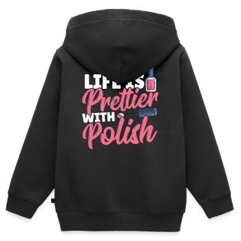 La vie est plus belle avec la laque Nail Tech - Sweat Premium à capuche zippé enfant bio - noir - Dos - AI Model Kid Male (0cm)