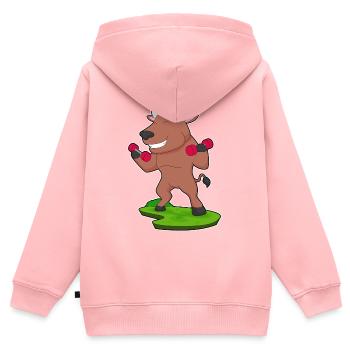 Stier Bodybuilder Hanteln Bodybuilding - Kinder Premium Organic Zip Hoodie - Rosa - Hinten - AI Model Kid Female (0cm)