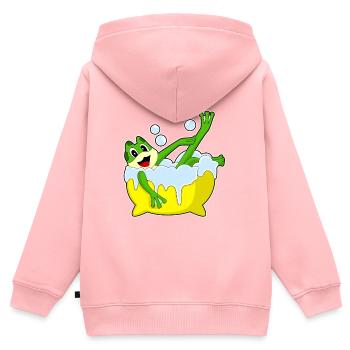 Frog Bathing Bathtub - Kids Premium Organic Zip-up Hoodie - rose - Back - AI Model Kid Female (0cm)