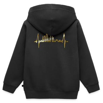Boston Skyline Herzschlag USA Fan Herz Puls Liebe - Kinder Premium Organic Zip Hoodie - Schwarz - Hinten - AI Model Kid Male (0cm)
