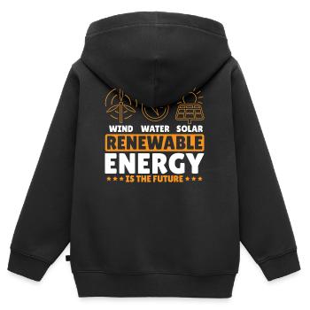 Le vent, l’eau, le solaire et les énergies renouvelables sont les - Sweat Premium à capuche zippé enfant bio - noir - Dos - AI Model Kid Male (0cm)
