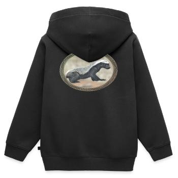 Blaireau à miel - Ratel - Arder - Faune en Afrique - Sweat Premium à capuche zippé enfant bio - noir - Dos - AI Model Kid Male (0cm)