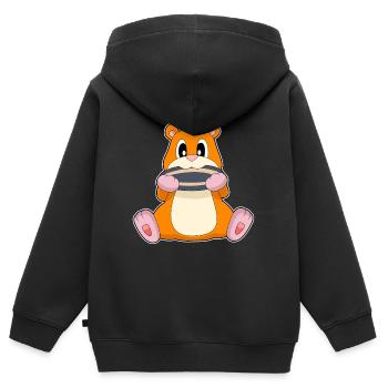 Hamster Samen - Kinder Premium Organic Zip Hoodie - Schwarz - Hinten - AI Model Kid Male (0cm)