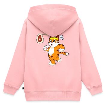 Tiger Fleisch - Kinder Premium Organic Zip Hoodie - Rosa - Hinten - AI Model Kid Female (0cm)