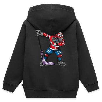 Eissport Eishockey Spieler macht den Dab Tanz - Kinder Premium Organic Zip Hoodie - Schwarz - Hinten - AI Model Kid Male (0cm)