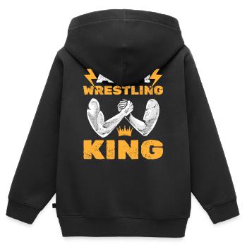 Armdrücken König Armdrücker - Kinder Premium Organic Zip Hoodie - Schwarz - Hinten - AI Model Kid Male (0cm)
