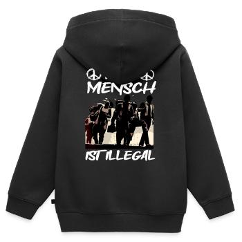 Kein Mensch ist Illegal - Kinder Premium Organic Zip Hoodie - Schwarz - Hinten - AI Model Kid Male (0cm)