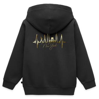 New York Skyline Herzschlag Herz USA Geschenk NY - Kinder Premium Organic Zip Hoodie - Schwarz - Hinten - AI Model Kid Male (0cm)