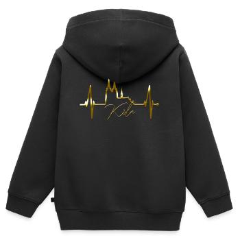 Köln Skyline Herzschlag Herz Kölsch Liebe Kölner - Kinder Premium Organic Zip Hoodie - Schwarz - Hinten - AI Model Kid Male (0cm)