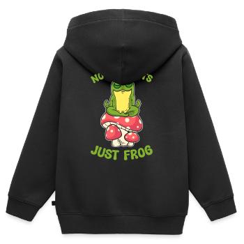 Keine Gedanken, nur Frosch - Kinder Premium Organic Zip Hoodie - Schwarz - Hinten - AI Model Kid Male (0cm)