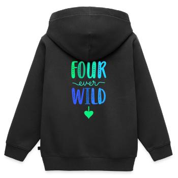 Four Ever Wild 4 Jahre 4. Geburtstag Jungen - Kinder Premium Organic Zip Hoodie - Schwarz - Hinten - AI Model Kid Male (0cm)