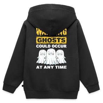 Warnung Geister können jederzeit auftauchen - Kinder Premium Organic Zip Hoodie - Schwarz - Hinten - AI Model Kid Male (0cm)