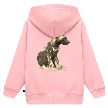 Wildhund in Sepia - Hund - Wildtier - Afrika - Kinder Premium Organic Zip Hoodie - Rosa - Hinten - AI Model Kid Female (0cm)
