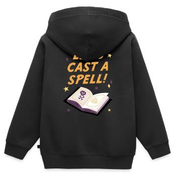 Jetons un sort, Halloween - Sweat Premium à capuche zippé enfant bio - noir - Dos - AI Model Kid Male (0cm)