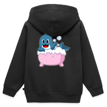Baignoire dauphin - Sweat Premium à capuche zippé enfant bio - noir - Dos - AI Model Kid Male (0cm)