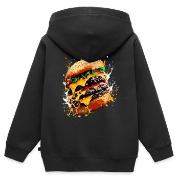 Triple Cheeseburger XXL Burger Art - Kinder Premium Organic Zip Hoodie - Schwarz - Hinten - AI Model Kid Male (0cm)