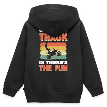Wo die Strecke ist, da ist auch der Spaß - Kinder Premium Organic Zip Hoodie - Schwarz - Hinten - AI Model Kid Male (0cm)