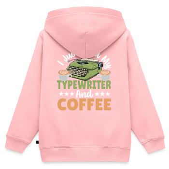 Auteur de machine à écrire J’ai juste besoin de mon - Sweat Premium à capuche zippé enfant bio - rose - Dos - AI Model Kid Female (0cm)