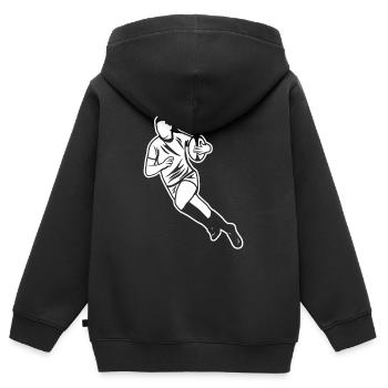 Rugby Spielerin - Kinder Premium Organic Zip Hoodie - Schwarz - Hinten - AI Model Kid Male (0cm)