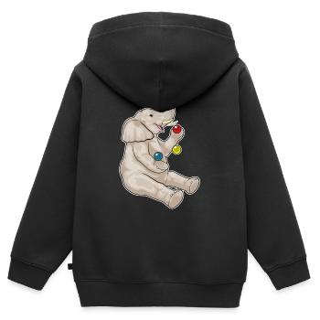 Jongleur éléphant jongleur - Sweat Premium à capuche zippé enfant bio - noir - Dos - AI Model Kid Male (0cm)