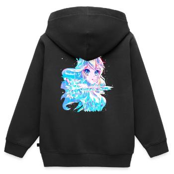 Eisprinzessin - Eiskalte Anime Schönheit - Kinder Premium Organic Zip Hoodie - Schwarz - Hinten - AI Model Kid Male (0cm)