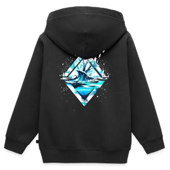 Schnee Eiskristall Winterlandschaft - Kinder Premium Organic Zip Hoodie - Schwarz - Hinten - AI Model Kid Male (0cm)