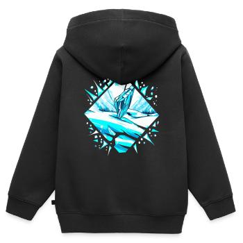 Paysage hivernal de neige et de gel cristallin de glace - Sweat Premium à capuche zippé enfant bio - noir - Dos - AI Model Kid Male (0cm)