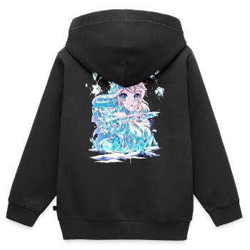 Eiskristall Schneekönigin Anime Eisprinzessin - Kinder Premium Organic Zip Hoodie - Schwarz - Hinten - AI Model Kid Male (0cm)