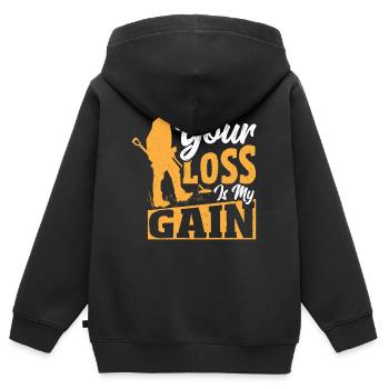 Ihr Verlust ist mein Gewinn Metalldetektor - Kinder Premium Organic Zip Hoodie - Schwarz - Hinten - AI Model Kid Male (0cm)