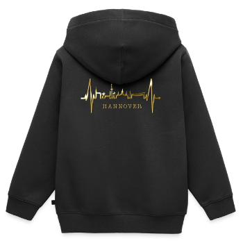 Hannover Skyline Herzschlag Fan Liebe Hannöversch - Sweat Premium à capuche zippé enfant bio - noir - Dos - AI Model Kid Male (0cm)