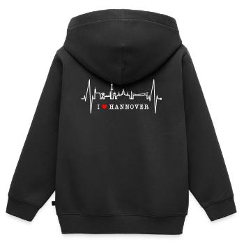 Hannover Skyline Herzschlag Fan Liebe Hannöversch - Sweat Premium à capuche zippé enfant bio - noir - Dos - AI Model Kid Male (0cm)