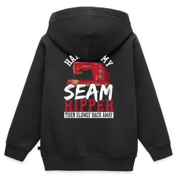 Hand Me My Seam Ripper Then Slowly Back Away - Kids Premium Organic Zip-up Hoodie - black - Back - AI Model Kid Male (0cm)