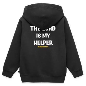 Jésus, Jésus, Jésus Chrétien Chrétien Chrétien - Sweat Premium à capuche zippé enfant bio - noir - Dos - AI Model Kid Male (0cm)