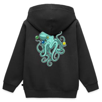 Jongleur de poulpe jongleur - Sweat Premium à capuche zippé enfant bio - noir - Dos - AI Model Kid Male (0cm)