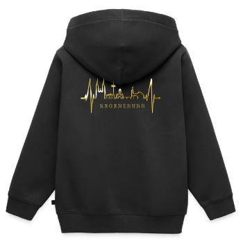 Regensburg Skyline Herzschlag Liebe Regensburger - Kinder Premium Organic Zip Hoodie - Schwarz - Hinten - AI Model Kid Male (0cm)