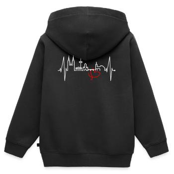 Regensburg Skyline Herzschlag Liebe Regensburger - Kinder Premium Organic Zip Hoodie - Schwarz - Hinten - AI Model Kid Male (0cm)