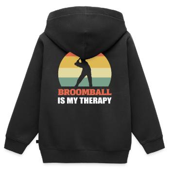 Le ballon-balai est mon amateur de balai thérapeutique - Sweat Premium à capuche zippé enfant bio - noir - Dos - AI Model Kid Male (0cm)