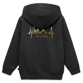 Mailand Skyline Italien Herzschlag Fan Love Milano - Kinder Premium Organic Zip Hoodie - Schwarz - Hinten - AI Model Kid Male (0cm)