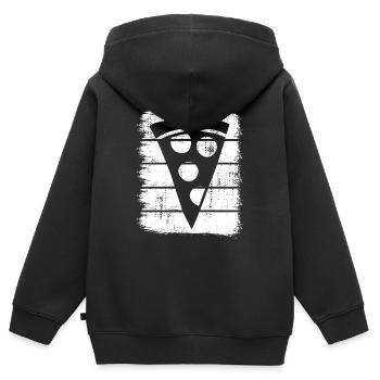 Tranche de pizza - Sweat Premium à capuche zippé enfant bio - noir - Dos - AI Model Kid Male (0cm)