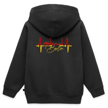 Berlin Skyline Battement de cœur Cœur Amour Amour Berliner - Sweat Premium à capuche zippé enfant bio - noir - Dos - AI Model Kid Male (0cm)