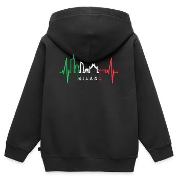 Mailand Skyline Italien Herzschlag Fan Love Milano - Kinder Premium Organic Zip Hoodie - Schwarz - Hinten - AI Model Kid Male (0cm)