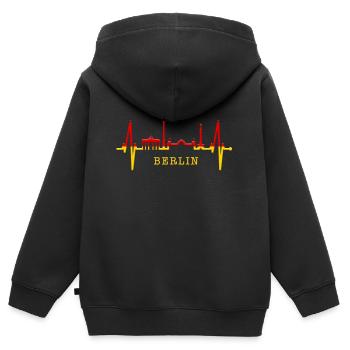Berlin Skyline Battement de cœur Cœur Amour Amour Berliner - Sweat Premium à capuche zippé enfant bio - noir - Dos - AI Model Kid Male (0cm)