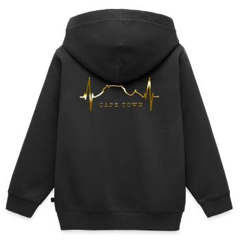 Kapstadt Skyline Herzschlag Südafrika Tafelberg - Kinder Premium Organic Zip Hoodie - Schwarz - Hinten - AI Model Kid Male (0cm)