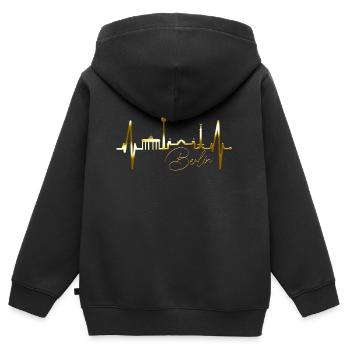 Berlin Skyline Herzschlag Herz Liebe Love Berliner - Kinder Premium Organic Zip Hoodie - Schwarz - Hinten - AI Model Kid Male (0cm)