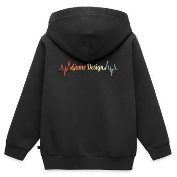 Conception de jeux Palpitations cardiaques - Sweat Premium à capuche zippé enfant bio - noir - Dos - AI Model Kid Male (0cm)