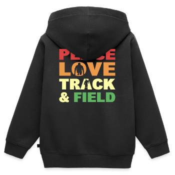 Paix Amour Athlétisme Athlétisme - Sweat Premium à capuche zippé enfant bio - noir - Dos - AI Model Kid Male (0cm)