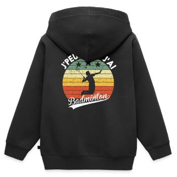 Ich kann kein humorvolles Badminton-Geschenk haben - Kinder Premium Organic Zip Hoodie - Schwarz - Hinten - AI Model Kid Male (0cm)