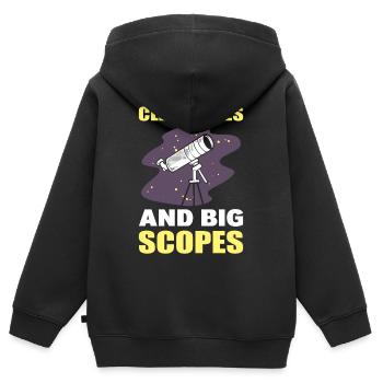 Astronomy Clear Skies And Big Scopes Telescope - Kids Premium Organic Zip-up Hoodie - black - Back - AI Model Kid Male (0cm)